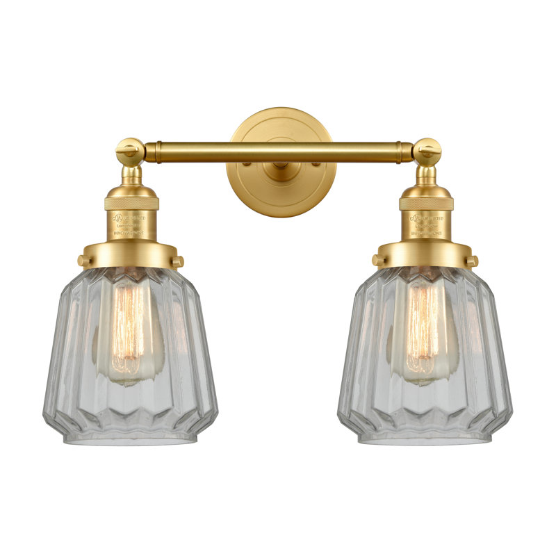 Éclairage pour salle de bain 2 lumières Vinson, Transparent, Ampoule DEL 6 watts Vinage, Or satiné