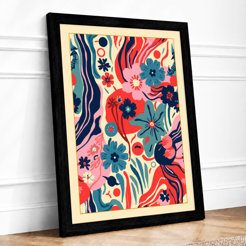 Ribbons Botanical - Framed Print, A3 - 42.0 x 29.7 cm, Black