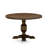 5 Piece Dining Table Set for 4 Includes a Round Kitchen Table with Pedestal and 4 Light Sable Linen Fabric Parsons Dining Chairs, Distressed Jacobean-1135125538-1135125537
