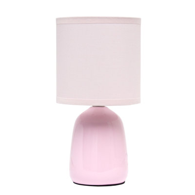  Lampe de bureau 10,10 pouces en céramique traditionnelle avec abat-jour rose clair