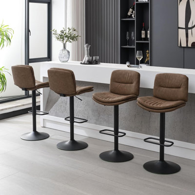 Double-Layer Upholstered Swivel Adjustable Height Bar Stool Counter Stool (Set of 4)