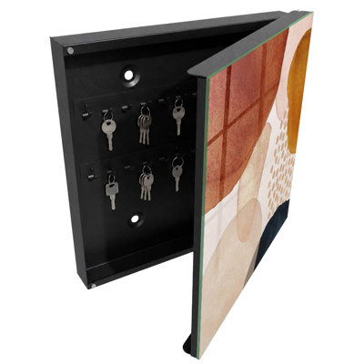 Key box for home, Opens to the right, 30x30x5, White, Abstraction full of warm shades, 