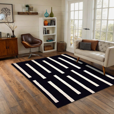 (5 pi x 7 pi) Tapis en laine touffeté à la main avec dossier en latex, tapis antidérapant