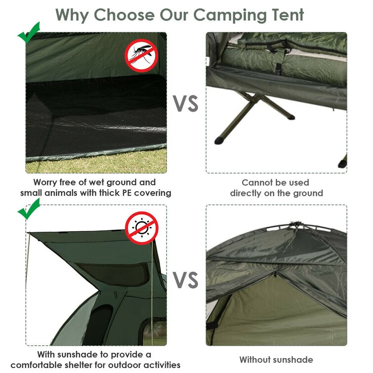 FRESCOLY Outdoor Camping Tent with Sleeping Bag And Air Mattress & Reviews