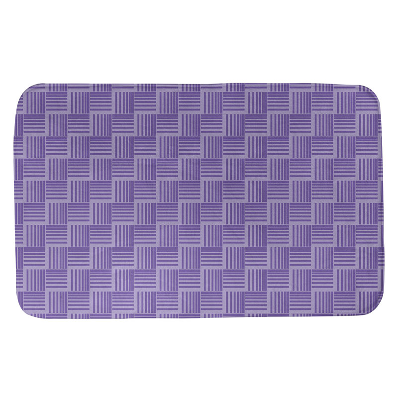 Tapis de bain géométrique antidérapant rectangulaire à rayures baskettressées, l 17 po x L 24 po, Mauve