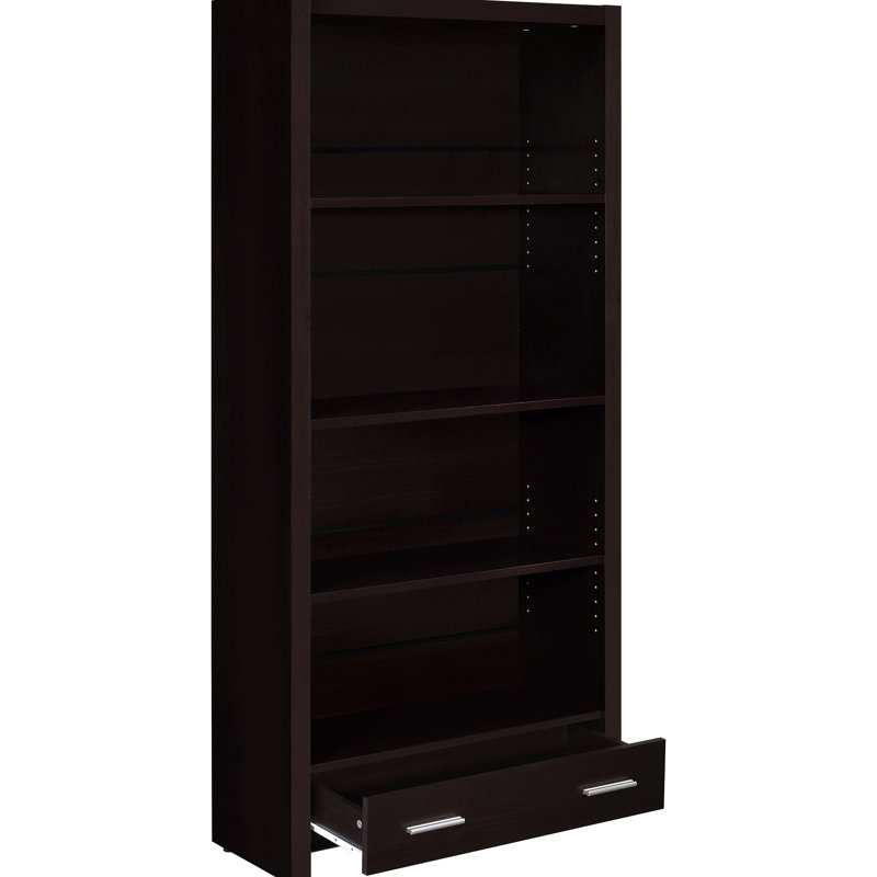 Cappuccino Finish 5 - Shelf Bookcase With Drawer, Ideal For Organizing Art Supplies, Classic And Versatile Design A Stylish Option Different Styles, Five Shelves Display