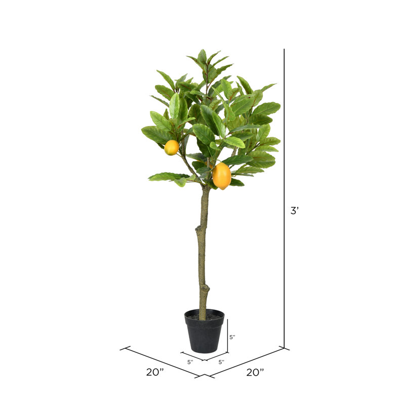 Artificial Potted Lemon Tree, 36" H x 20" W x 20" D