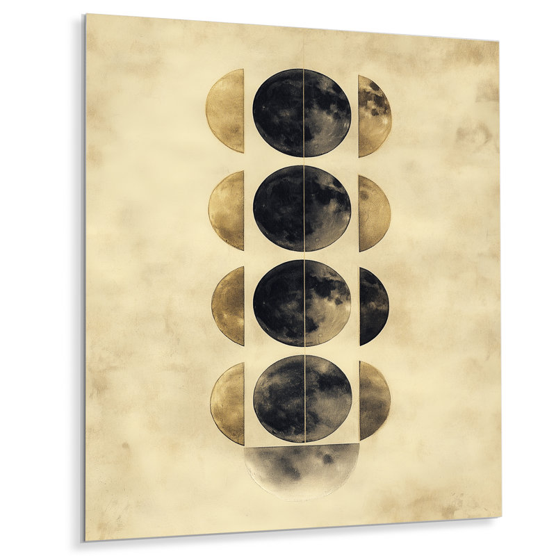 «Lunar Phases Abstract - Moon», décoration murale en métal, paysages, L 12 po x H 20 po