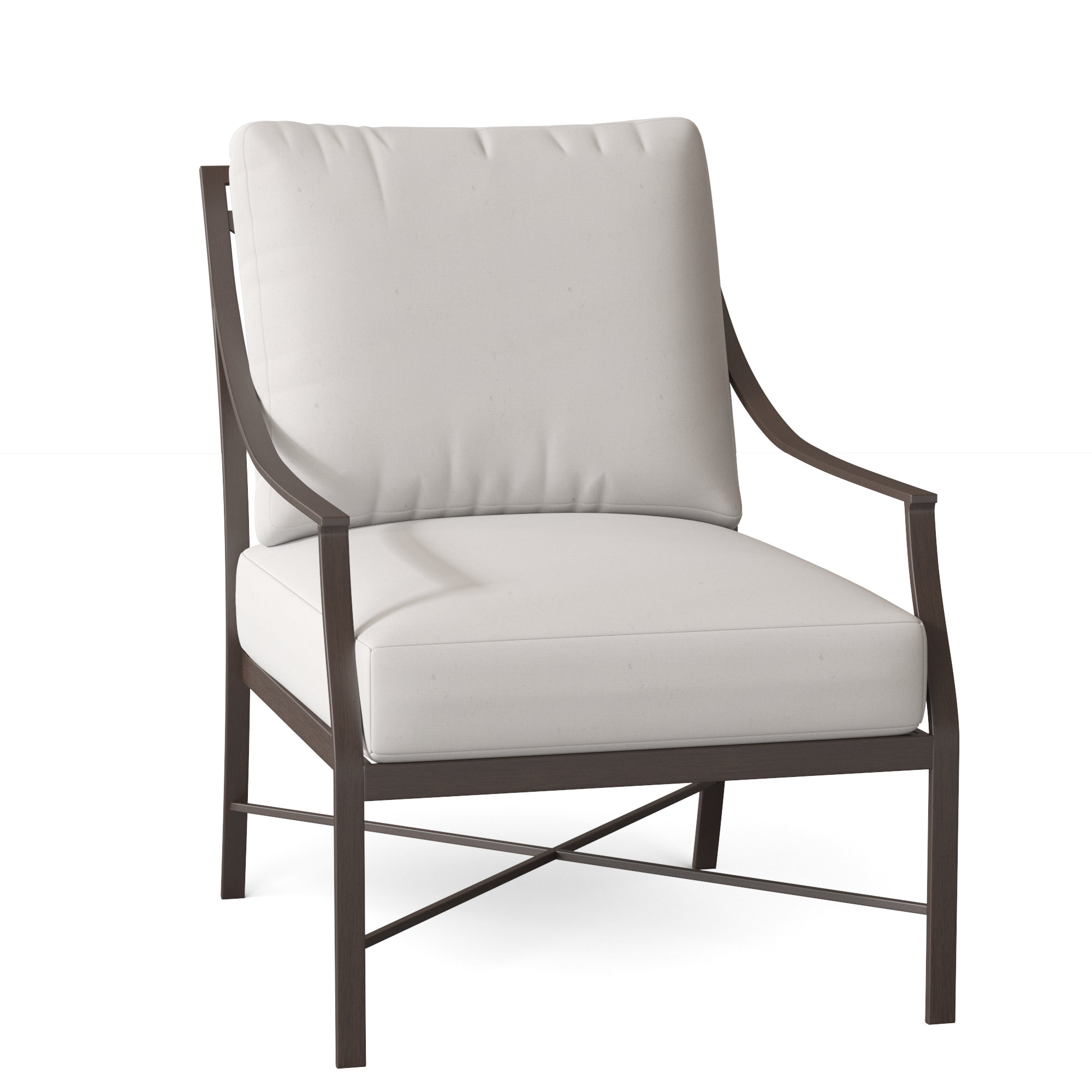 Monaco Wrought Aluminum Outdoor Lounge Chair, Natural White, Welt, Slate Gray