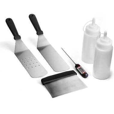 Pitmaster King Ultimate 5pc Grill Cleaning Tool Set with Stainless Steel Scrapers for Grates and Extended Handles for Heat Resistance