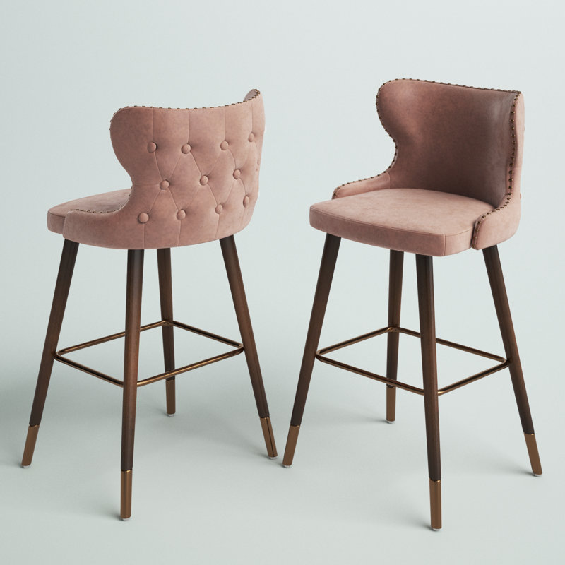 Tabouret de bar et de comptoir Caralie, Rose, Tabouret de comptoir (siège d'une hauteur de 24,5