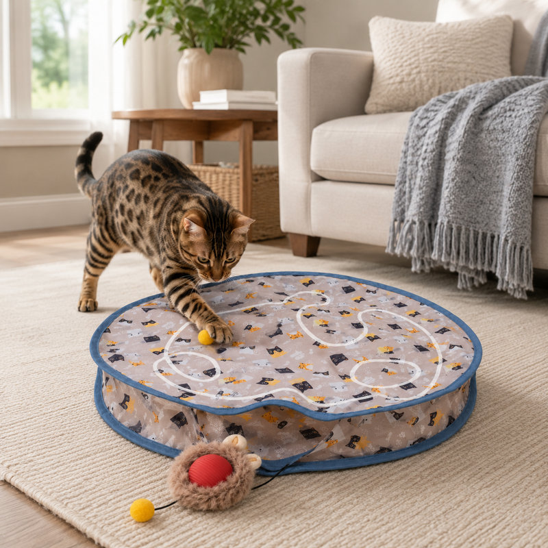 Housse de protection pour chat amusant avec cache-ball et balle de roulement automatique, jouet interactif pour animaux de compagnie