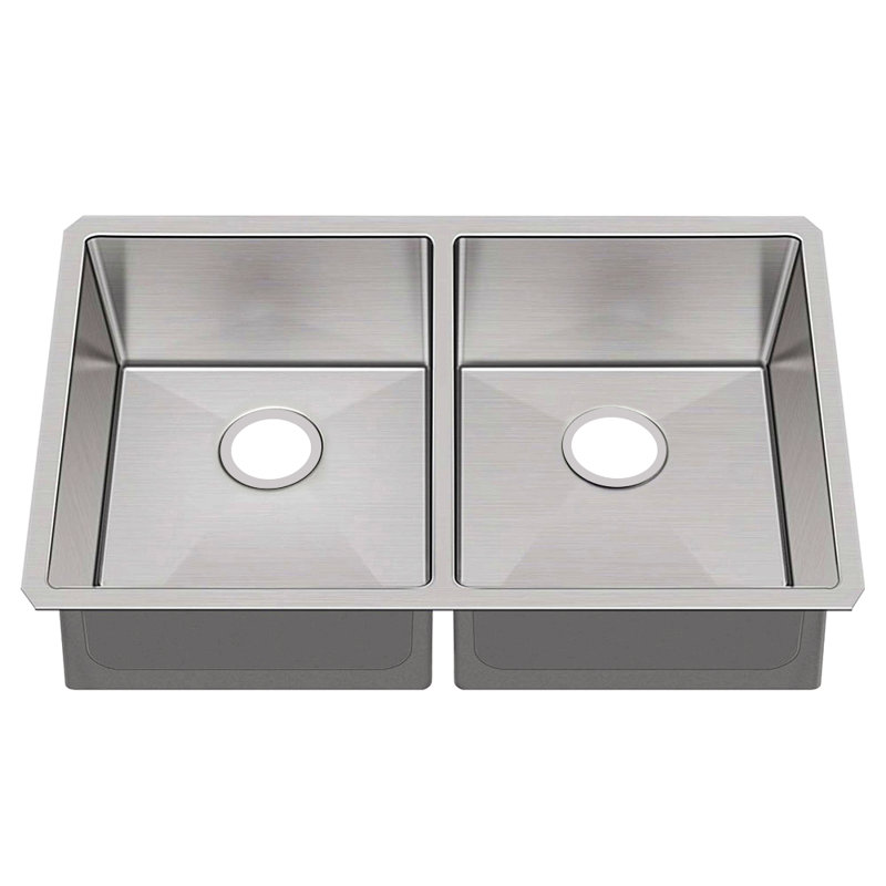 Évier de cuisine à double cuve encastrable en acier inoxydable 304 de calibre 16 de L 32 po x l 19 po (évier seulement)