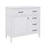 Meuble-lavabo autoportant de 36 pouces avec comptoir en céramique - structure en bois massif, armoire en panneau de fibres à densité moyenne, tiroir rabattable, tablette réglable, poignées en métal-432547050-432547048