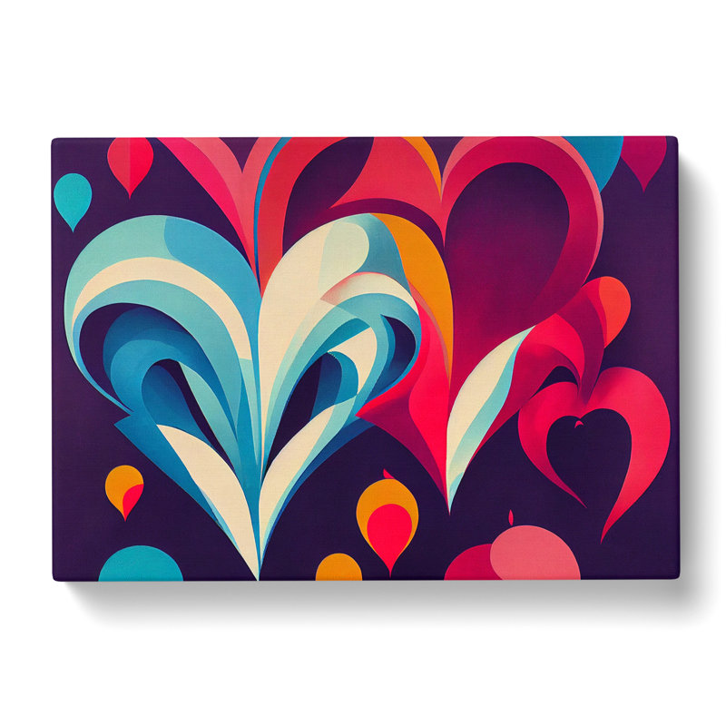 Love Hearts Abstract - Wrapped Canvas Painting, 35cm H x 50cm W x 3cm D