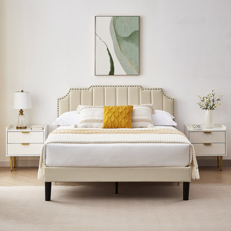 Randallstown Upholstered Bed, Beige