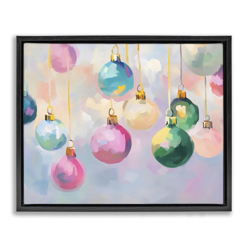 Cadre flottant Bright Pastel Ornaments, design par Arlington Prints, H 25 po x l 31 po, Cadre flottant noir de jais
