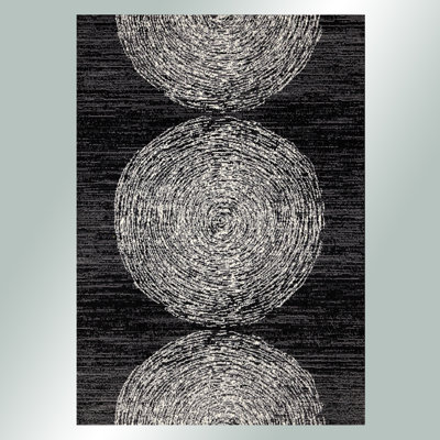 Manzelli Modern Circles Black White 7 x 10 Area Rug