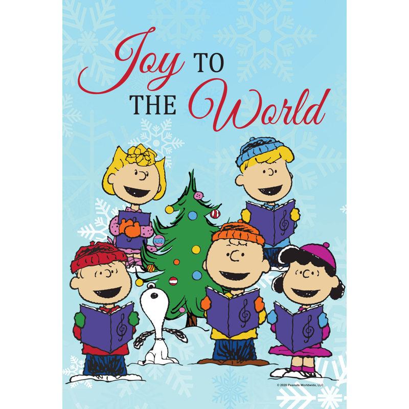 Drapeau de jardin PEANUTS Joy to the World, 12,5 po x 18 po, produit sous licence officiel PEANUTS, vendu séparément