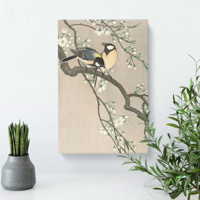 Tits On A Cherry Branch by Ohara Koson - Wrapped Canvas Painting