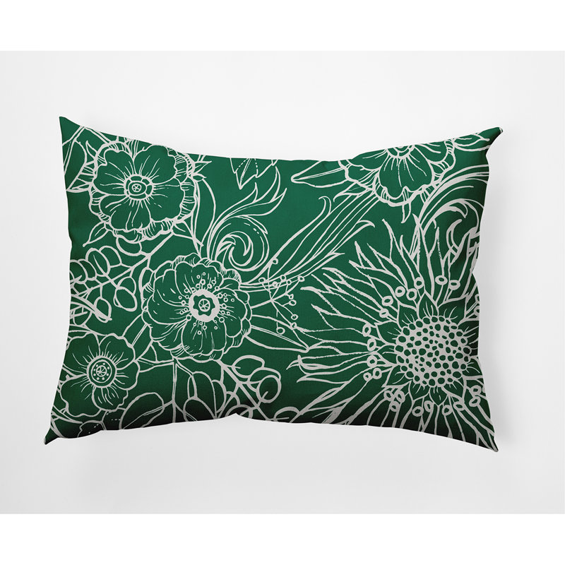 Housse de coussin d'extérieur rectangulaire cubique Flare Flare Polyester, Vert pré
