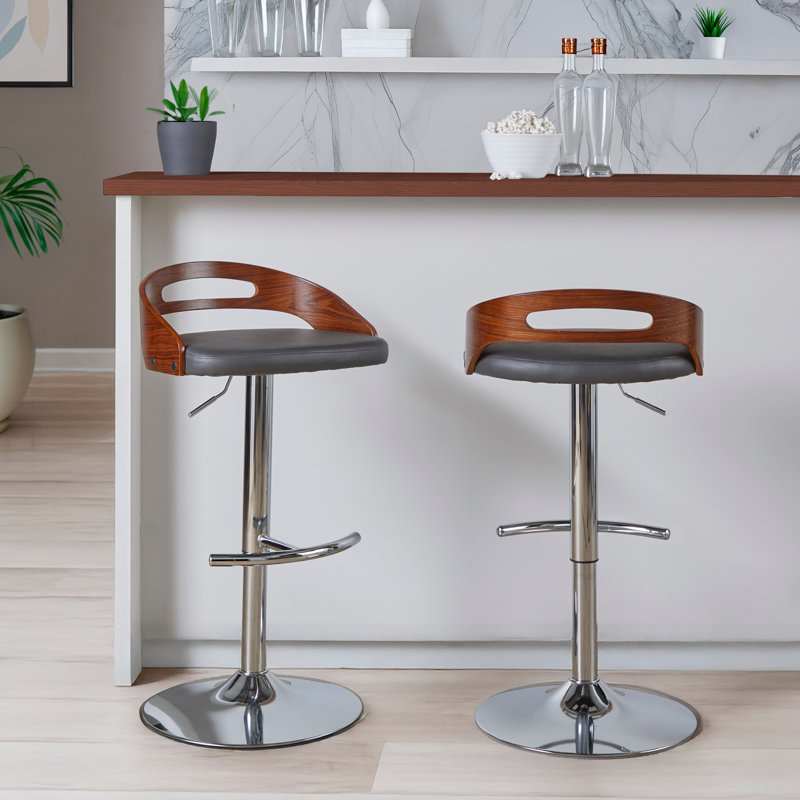 Tabouret de bar réglable avec pivot, Brun / chrome, Gris