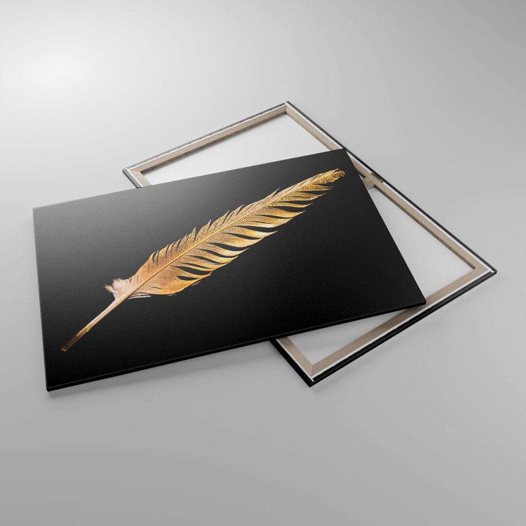 Leinwandbild Golden Feather Black