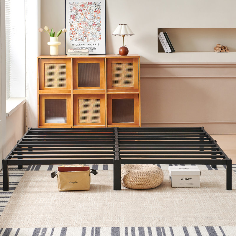 Minimal Screwless Black Bed Frame With Square Feet, Double (4'6)