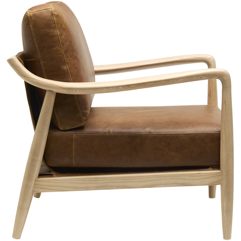 Becki Owens x Surya Gaviota Accent Chair, Brown Leather