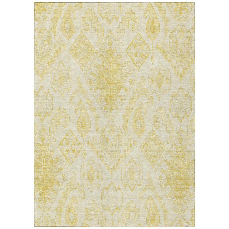 3' X 5'Ivory Moroccan Washable Indoor Outdoor Area Rug