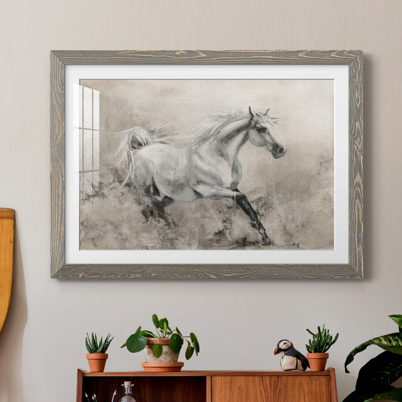 Majestic Stallion I - Reproduction de cadre photo sur papier, H 31 po x l 44 po x P 1 po, Papier avec cadre gris