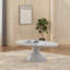 Table basse avec base sculpturale en pierre empilée, plateau ovale en fibre de verre aux tons gris, minimaliste moderne, L 47,24 po x l 25,59 po x H 15,75 po