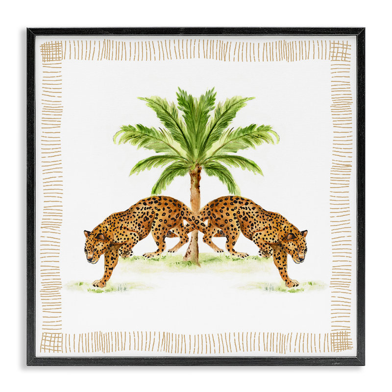 Guépard symétrique encadré, estampe numérique, design par Janet Tava, H 12 po x l 12 po, Giclée encadrée noir minuit