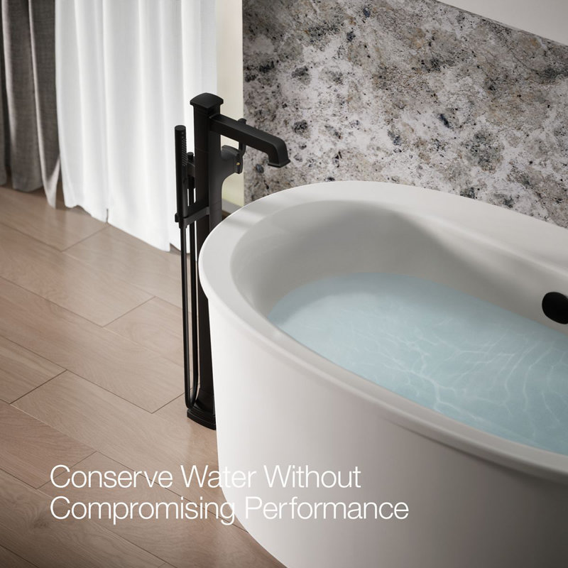 Riff Floor-Mount Bath Filler Trim, Matte Black
