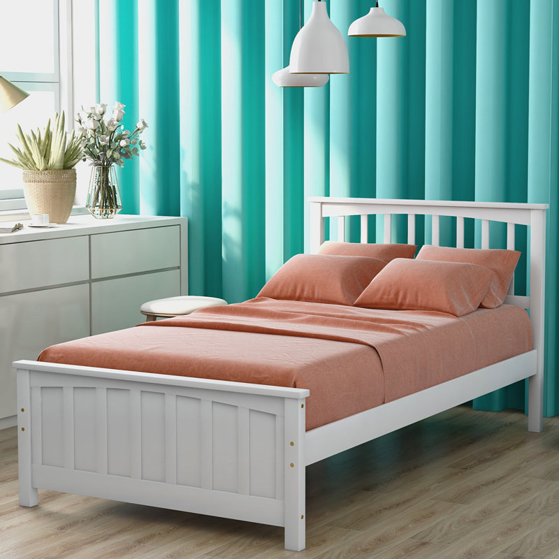 Lit plateforme simple Harron, Blanc