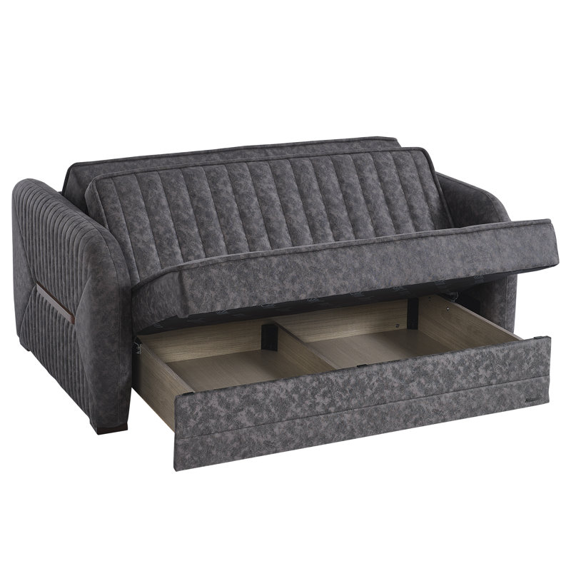 Canapé-lit 2 places 3 en 1 Annali, Microfibre grise