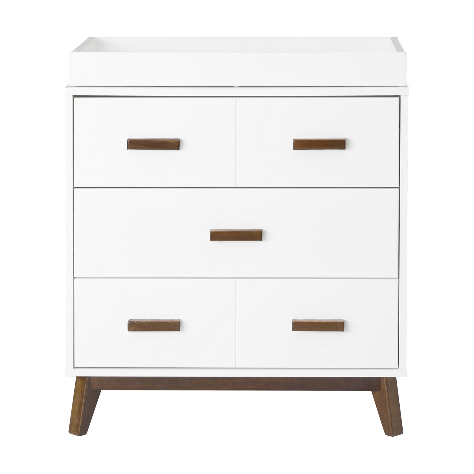 Scoot 3 Drawer Changing Table, White/Natural Walnut
