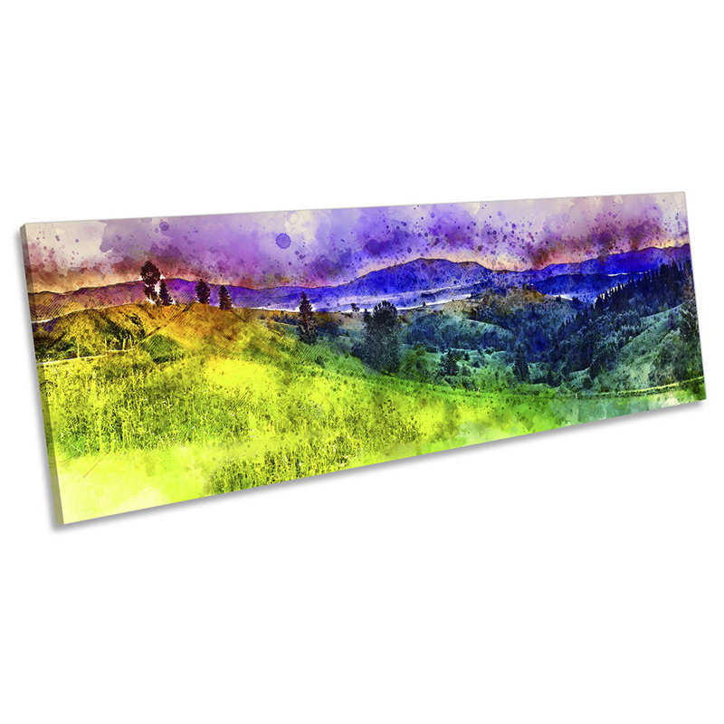 Modern Abstract Landscape Panoramic - Wrapped Canvas Painting, 30.48cm H x 91.44cm W x 2cm D