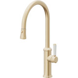 Davoli Pull-Down Kitchen Faucet with Button Sprayer - High Arc Spout