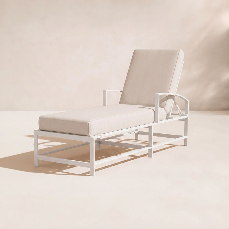 Bristol 72'' Long Reclining Single Chaise Sunbrella® with Cushions, Canvas Natural Sunbrella® Canvas