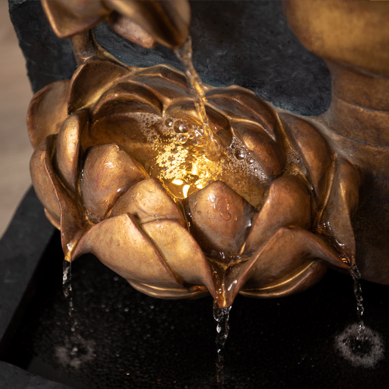 Benld Weather Resistant Floor Fountain with Light