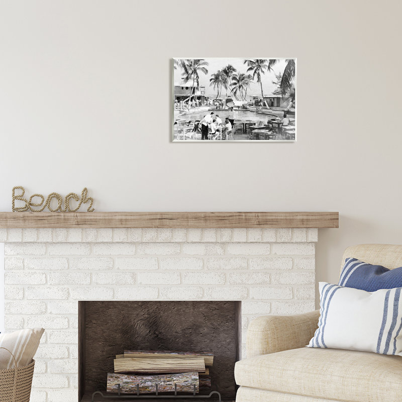 Au-469-Giclée, station balnéaire tropicale rétro par Graffi * Tee Studios, L 19 po x H 13 po x P 0,5 po, Mdf