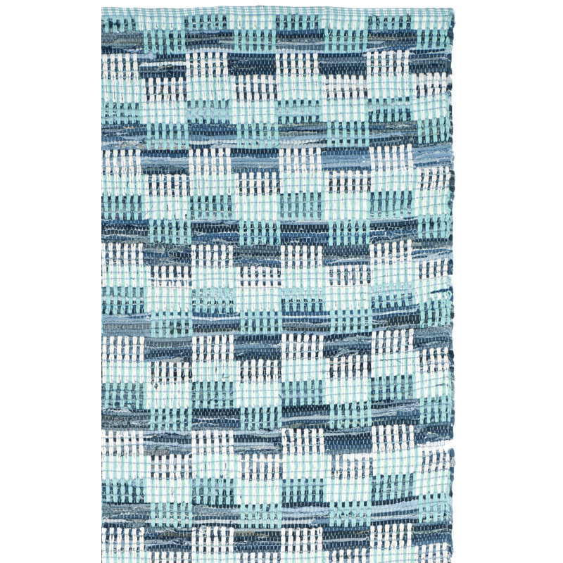 Haqeem Hand Woven Cotton Geometric Rug, Square 4'