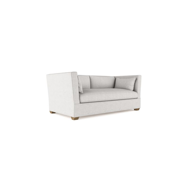 Rivington Flare Square Track-Arm Loveseat, Box Weave Linen Alabaster, 31" H x 72" W x 37" D, Ebony