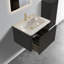 Meuble-lavabo de salle de bain 24 po - Chêne noir rayé, lavabo en céramique blanche, texture pratique en chêne, élégance-325423737