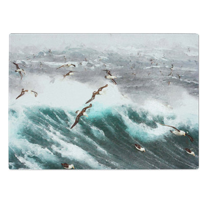 Tempered Glass Seagulls Above the Ocean Chopping Board