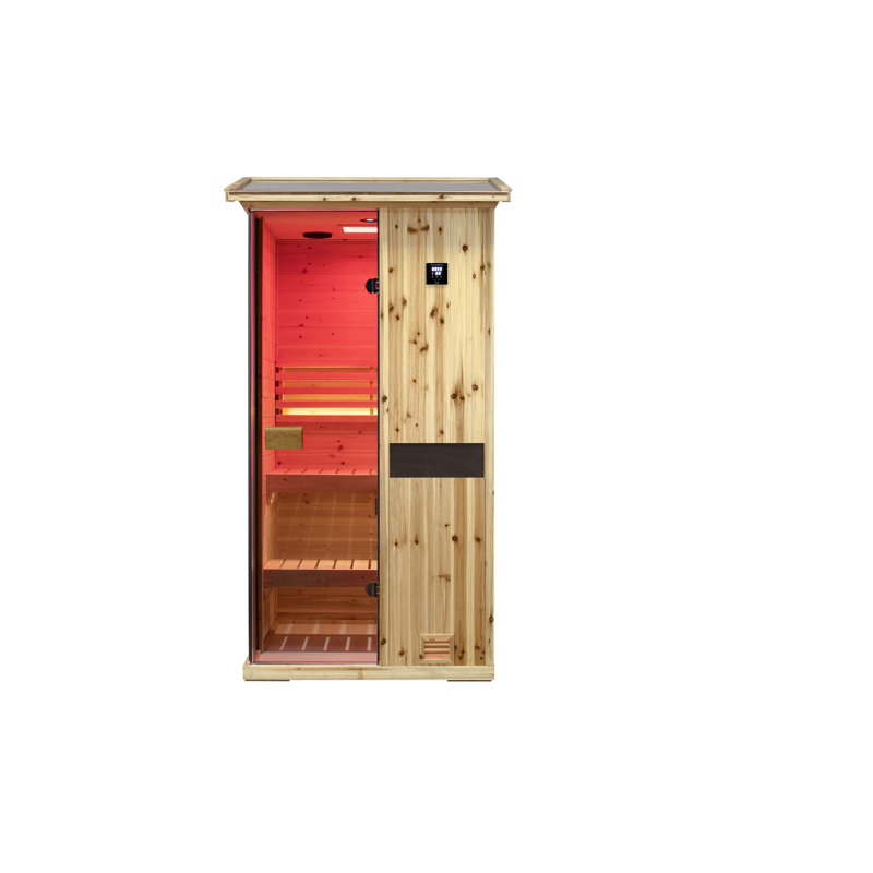 One person outdoor wooden steam sauna room