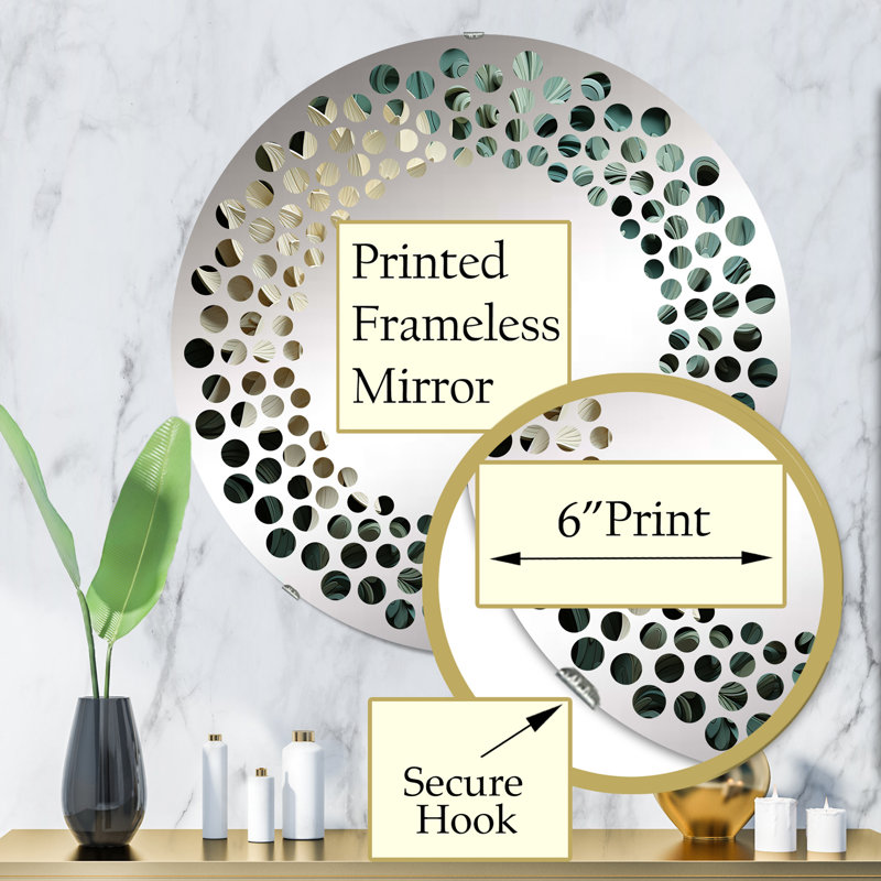 Miroir mural vert à pois Helix - MIR106093 C, 31,4 po x 31,4 po, Cercle