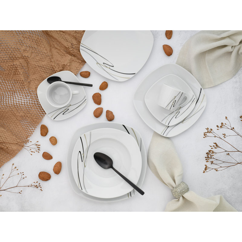 Amelie Piazza 30 Piece Porcelain Dinnerware Set - Service for 6