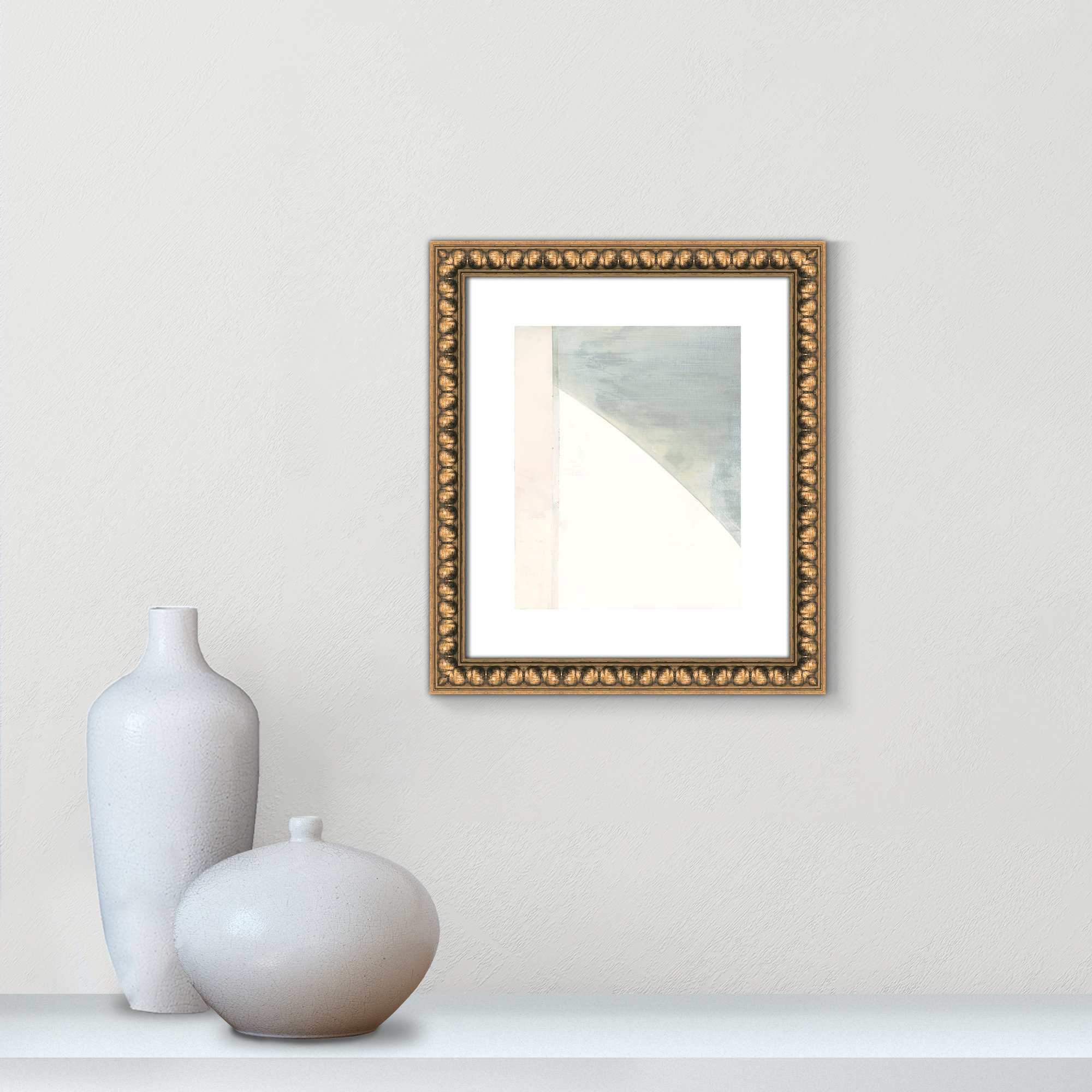 In Neutral I - Painting Print, 15" H x 13" W x 1.13" D, Gold Bead Framed Paper